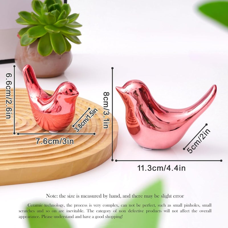 Notakia Small Birds Statues Pink Home Decor Modern Style Decorative Ornaments for Living Room, Bedroom, Office Desktop, Cabinets (2Pcs Pink Birds) - Image 2